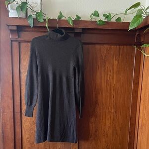 Elegant Brown Long Sleeve Knit Dress Cashmere